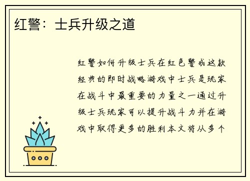 红警：士兵升级之道
